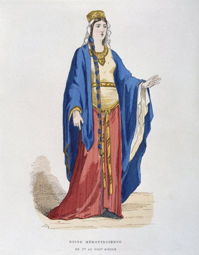 Merovingian Queen, from Costumes civils et militaires des francais a travers les siecles by French School