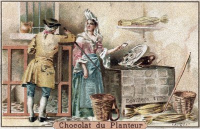 Representation of an oyster saleswoman in Paris in 1750 by French School