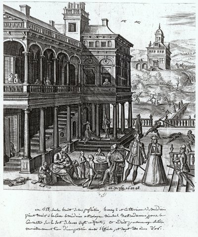 Michel de Nostradame being consulted on the fate of the seven children of Catherine de Medici and Henri II, 1548 by French School