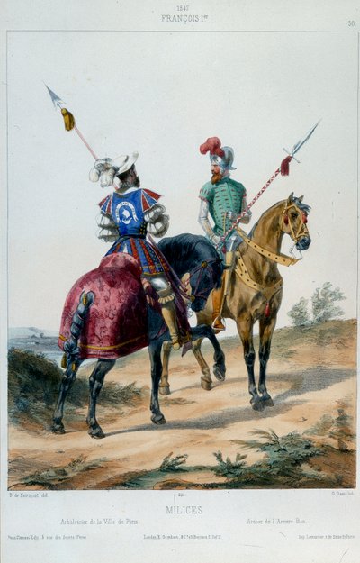 Military Uniforms: Militias Under Francois I, Crossbow of the City of Paris and Archer of the Rear Ban in 1547 by French School