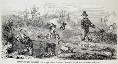 Miners (gold seekers) French working with the long tom - in 