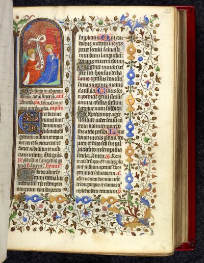 Miniature of the Annunciation, decorated initial 