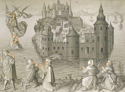 Miracle of the Virgin Mary saving pilgrims at Mont Saint-Michel by French School