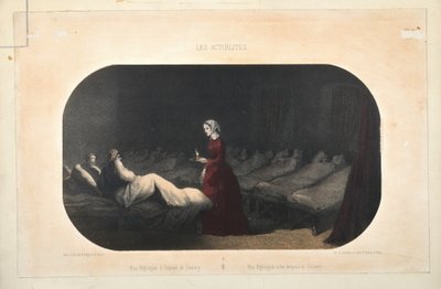 Miss Nightingale in the hospital at Scutari, published by Jacomme et Dufat, Paris, 1856 by French School