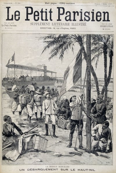Mission Marchand: landing on the upper Nile - in Le Petit Parisien from 02/10/1898 by French School