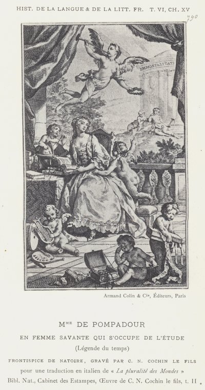 Mme De Pompadour, as a Learned Woman Engaged in Study, Legend of the Time by French School