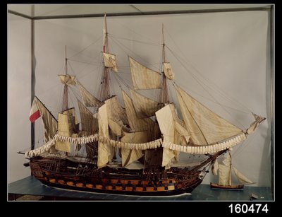 Model of the ship LAchille, a 74 gun ship built at Rochefort by French School