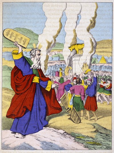 Moses breaks the tablets of the law before the Golden Calf - in 