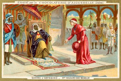Monsignor Macaire visiting Emperor Menelik II of Ethiopia, First Italo-Ethiopian War by French School