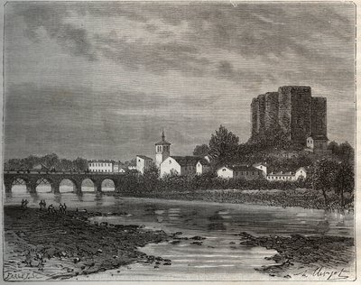Montrond-les-Bains, department of the Loire in the Rhone-Alpes region - engraving in 