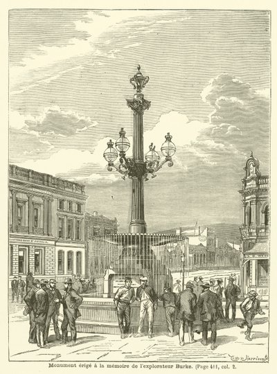 Monument Erected in Memory of the Explorer Burke (engraving) by French School