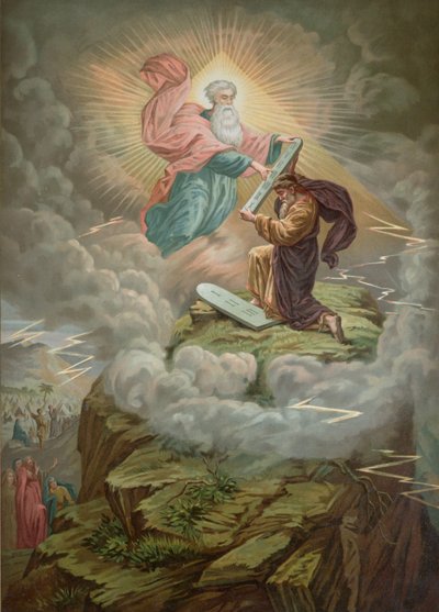 Moses Receives the Tablets of the Law from God on Mount Sinai by French School