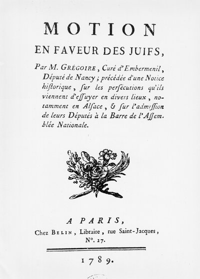 Motion in Favour of the Jews, by Henri Gregoire (1750-1831) by French School