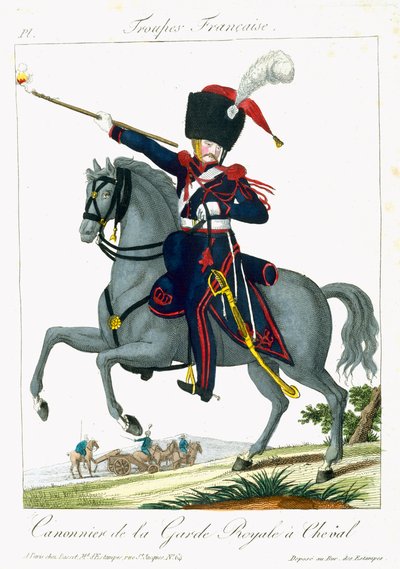 Mounted Cannonier of the Royal Guard, from Troupes Francaises, pub. chez Basset, Paris, c.1790 by French School