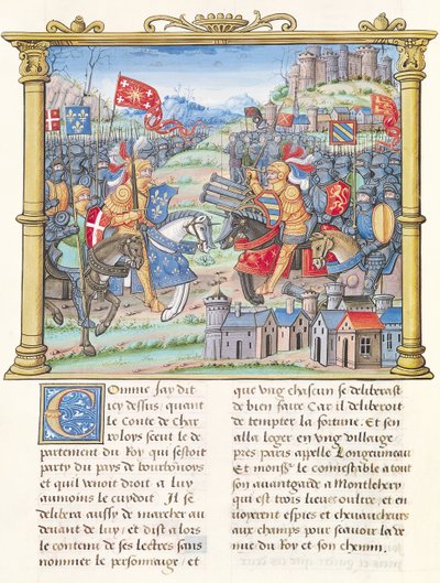 Battle of Montlhery during the War of the League of the Good Public, from the Memoirs of Philippe of Commines by French School
