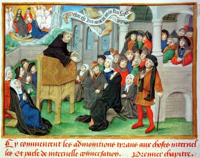 Monk Preaching on Imitation, from Sermons sur la Passion et Traites Divers by Jean de Gerson by French School