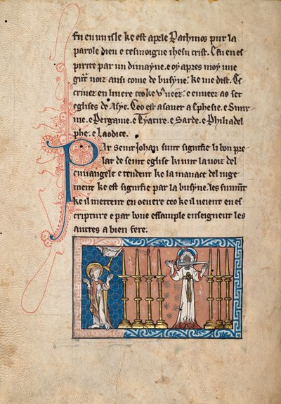 Commentary on the Apocalypse of St John, late 13th century (Ms65 f3v) by French School