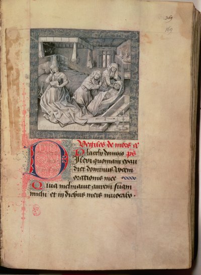 Death, Internment and Burial, from the Hours of the Duke of Burgundy 1454-55 by French School