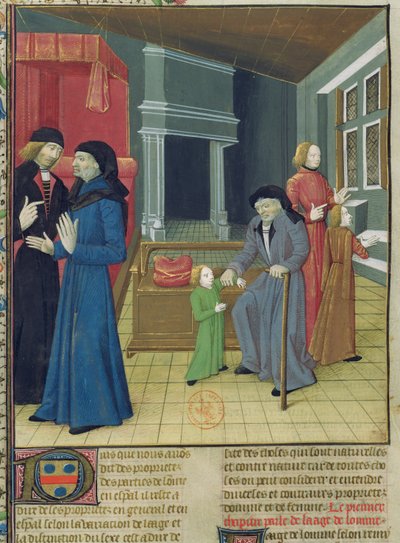 The Six Ages of Man from Le Livre des Proprietes des Choses by Barthelemy l