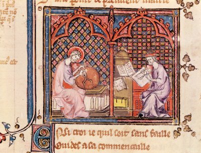 The Word, Creator of the World and The Author Writing His Book, from Ovide Moralise written by Chretien Legouais by French School