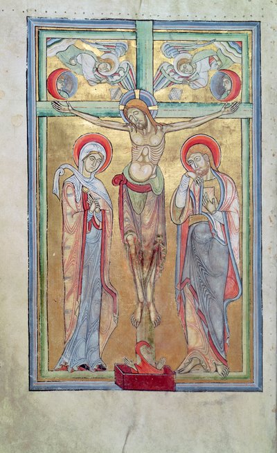 Crucifixion, from the Sacramentary of St. Amand by French School