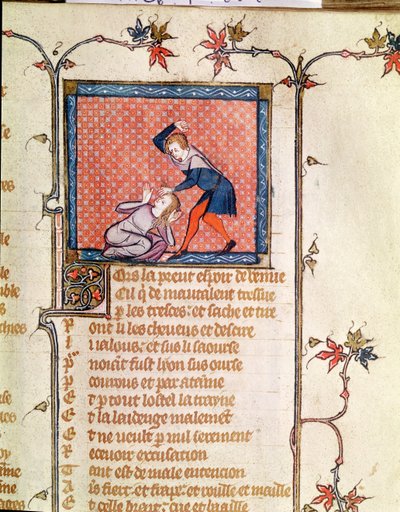 Ms 1126 f.66r The Violence of Jealousy, from the Roman de la Rose c.1487-95 by French School