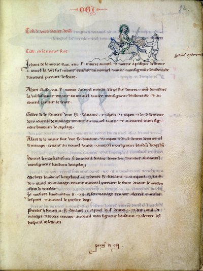 St. Martin cutting his cloak, from Vieil Rentier dAudenarde, 1291-1302 by French School