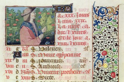 April: Picking Flowers, from a Book of Hours by French School