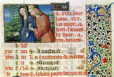 May: Courting Couple, from a Book of Hours by French School