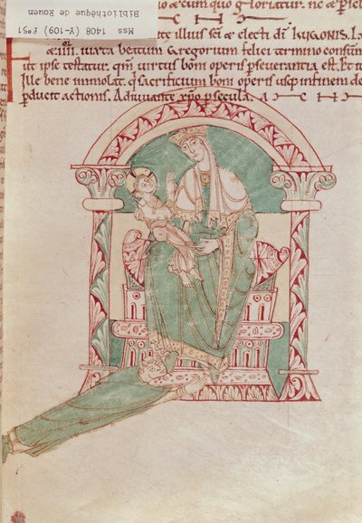 Virgin and Child with St. Gregory the Great from Sermons et Vies de Saints by French School
