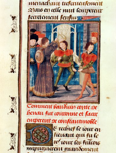 How Baldwin I, Sixth Count of Hainaut, was crowned as Emperor of Constantinople in 1204, from the Histoire des Nobles Princes de Hainaut, by Jacques de Guise by French School