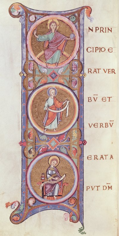 Historiated initial I depicting the beginning of the Gospel of St. John by French School