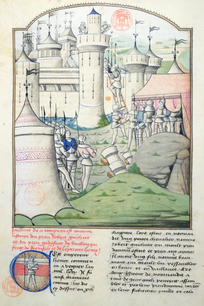 Capture of Jerusalem in 1099 by Godfrey de Bouillon and the Crusaders during the First Crusade, miniature from Fleur des Histoires by French School