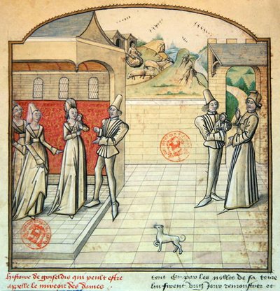 Griseldis and her husband the Marquis de Saluces, illustration from 