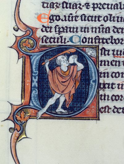 A fool holding a stone and a rod by French School