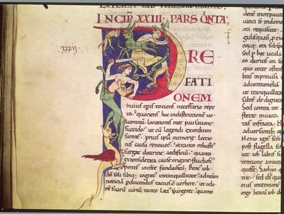 Historiated Initial P Depicting Centaurs, Dragons and Monsters by French School