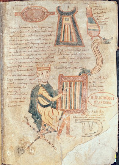 King David Playing a Psaltery, from a Psalter by French School