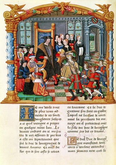 Charles the Bold, Duke of Burgundy, receiving the envoys from France and Guyenne, from the Memoirs of Philippe of Commines by French School