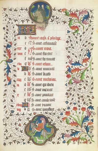May: Gemini and a Man Hunting, from a Book of Hours by French School