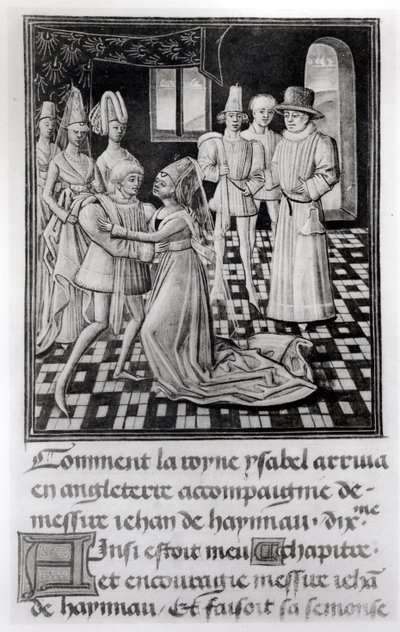 Isabella of France, Queen of England, Takes Leave of William I, Count of Hainaut, from Froissart