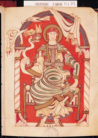 St. Matthew, illustration from the Gospel of the Abbey of Corbie by French School