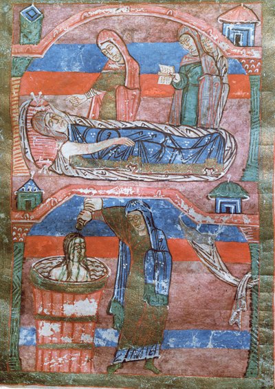 Dropsical woman cured by the baths by St. Radegund, from The Life of St. Radegund by French School