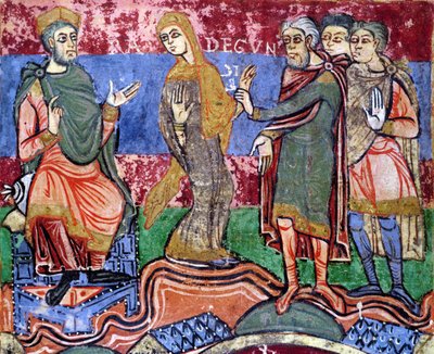 St. Radegund led before Clothar I from the Life of St. Radegund by French School