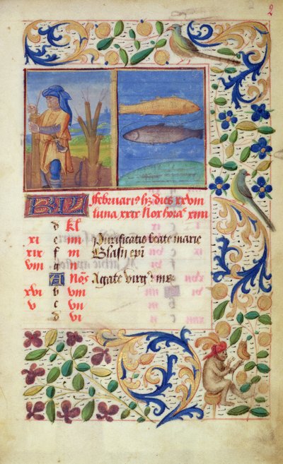 Calendar for the Month of February, from the Heures de Notre Dame by French School