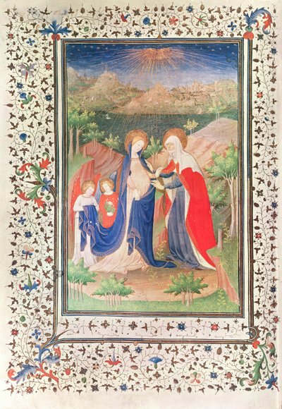 The Visitation, from the Boucicaut Hours by French School