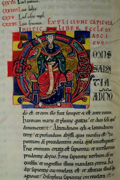Historiated Initial O Depicting a Figure of Wisdom, from the St. Benigne Bible by French School