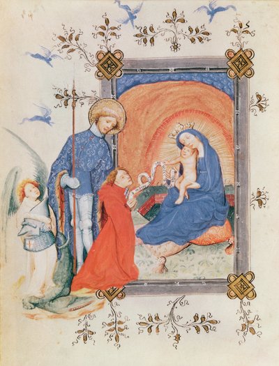 Virgin and Child with a kneeling man and St. George, from a Book of Hours by French School