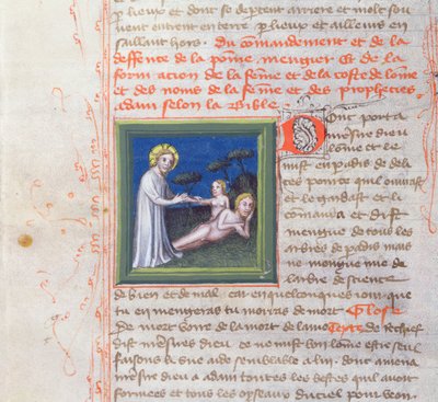 Creation of Eve (from the Bible des Grands Augustins, 1494) by French School