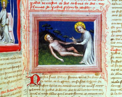 Creation of Adam (from the Bible des Grands Augustins, 1494) by French School