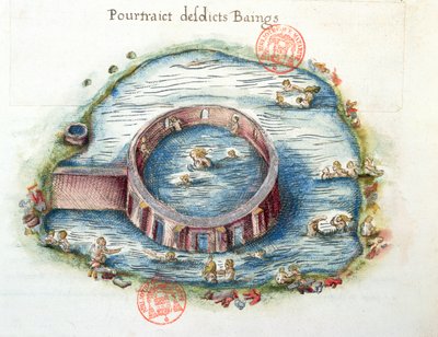 The Baths of Bourbon-Lancy, illustration from Generale Description du Bourbonnais by Nicolas de Nicolay, 1569 by French School
